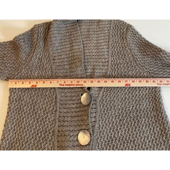 J. Jill Wool L Chunky Cardigan Knit Alpaca Wool Blend Shawl Collar Sweater Butto - Picture 10 of 12